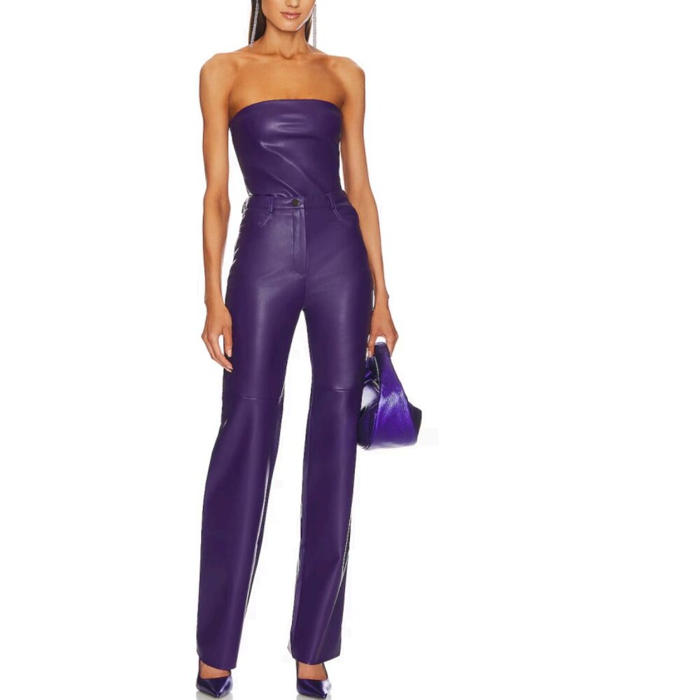 CULTNAKED Faux Leather Killa Straight Leg Trouser Pant Purple Size XS